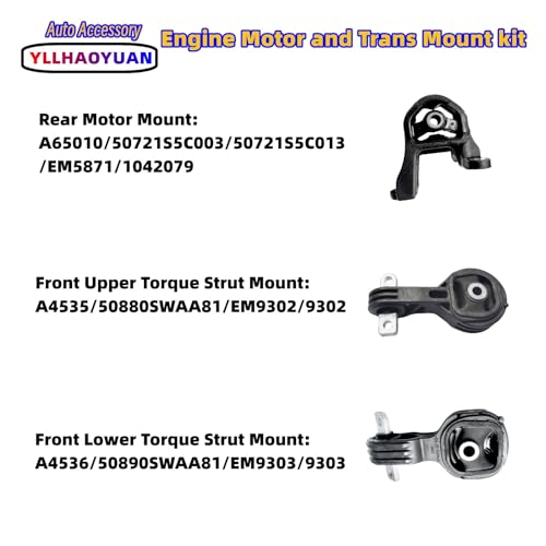 Yllhaoyuan Complete Set of 5 Motor Mounts for 2007-2011 CR-V 2.4L - size: 2007-2011 Honda CR-V (2.4L 4WD)