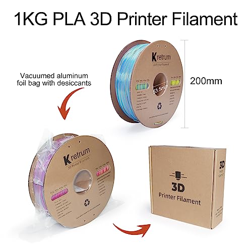 Kretrum Silk Tri Colors PLA 3D Printer Printing Filament 1.75 mm Silk PLA Color Changing Filament 1 kg / 2.2 lbs Red & Yellow & Blue - color: Silk Tri-color: Red&yellow&blue (1kg)
