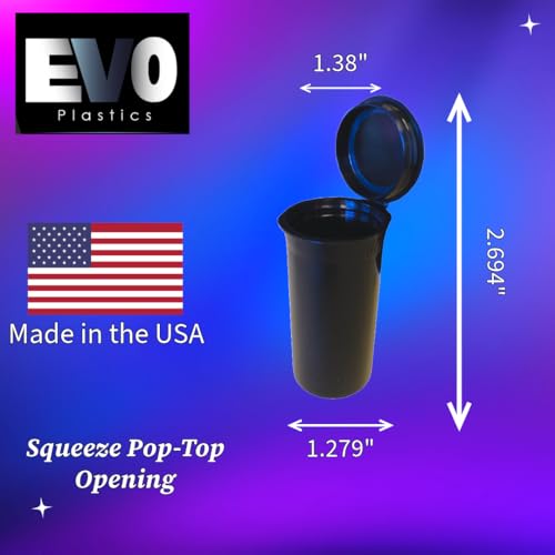 13 Dram Plastic Pop Top Containers, Black, 315 Qty