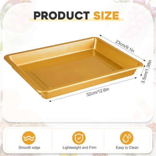 Ziliny 30 Pcs Plastic Serving Tray Cafeteria Art Trays,Gold - color: Gold