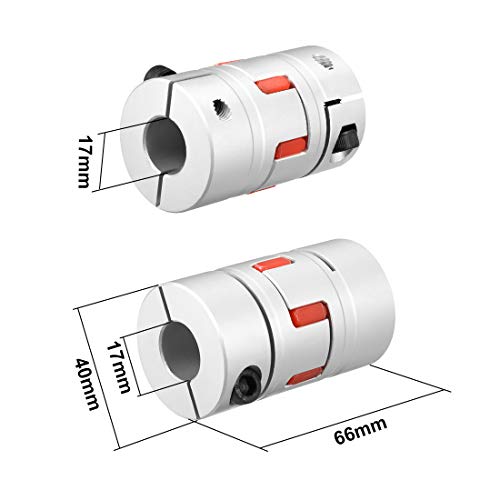 uxcell Shaft Coupling 17mm to 17mm Bore L66 x D40 Flexible Coupler Joint for Servo Stepped Motor - size: L66xD40 17mm to 17mm