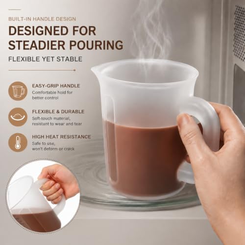 Palksky 2 Cup Measuring Cups with Spout, 16 oz Liquid Measuring Cups with Handle, Flexible Microwave Safe Measuring Cup for Baking, Cooking, Chocolate, Butter, Syrup - size: 2-Cup Measuring Cup with Handle