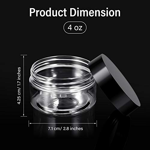 SATINIOR 100 Pcs Plastic Jars with Lids Small Containers Lids Wide Mouth Small Plastic Containers for Lotion Cream Rhinestones Body Butters Travel Storage(4 oz,Black) - color: Black, size: 4 oz