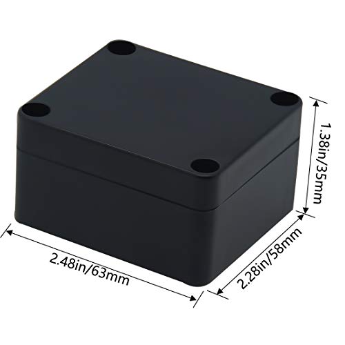 Junction Box, Zulkit Project Box IP65 Waterproof Outdoor Box ABS Plastic Electrical Boxes Electronic Enclosure Black 2.48 x 2.28 x 1.38 inch (63 x 58 x 35mm) (Pack of 4) - size: 2.48" x 2.28'' x 1.38''(Pack of 4)
