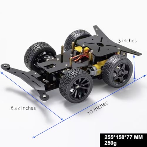Rear-Wheel Drive Robot Car Chassis Kit with Servo, TT Motors, Wheels and Case for Arduino UNO R3/UNO R4/Leonardo and Raspberry Pi 5/4B/3B+/3B/ 2B/ 1B+