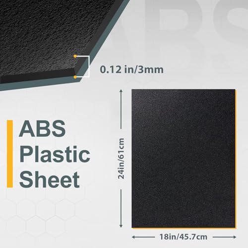 KINLINK 18" x 24" x 0.12" Black Abs Plastic Sheet Flexible Moldable 6 Pack - color: Black, size: 18x24-3MM