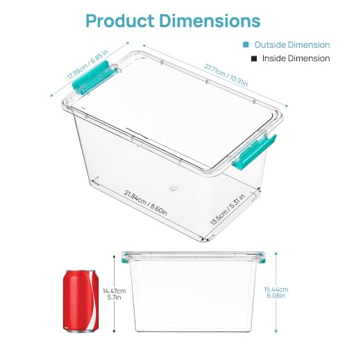 Vtopmart 4 Pack 5 Qt Clear Storage Bins with Lids for Toy & Craft Storage - color: Teal, size: 5 Qt