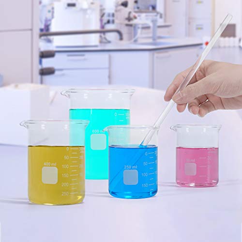 5-Piece Borosilicate Glass Measuring Low Form Beaker Set, 50-600 mL - size: 50ml+100ml+250ml+400ml+600ml