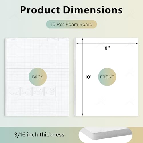 Golden State Art 8x10 Self Adhesive White Foam Boards 3/16" Thick 10 Pack - size: 8x10