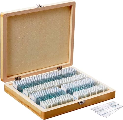 AmScope PS100D Prepared Microscope Slide Set, 100 Anatomy/Botany Slides - style: PS100D