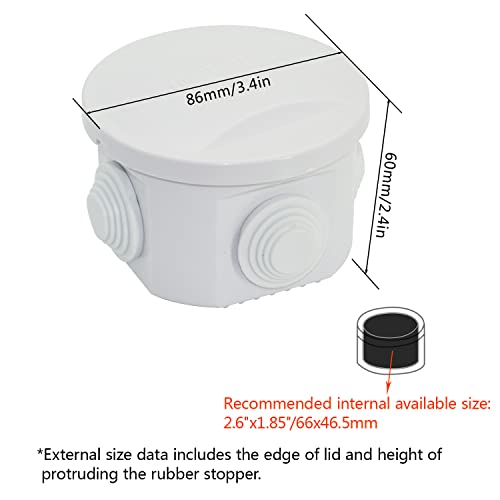 LeMotech Junction Box, ABS Plastic IP55 Water Resistant and Dustproof, Universal Electrical Enclosure, Outdoor and Indoor Project Box D3.1 x H2.4 inch (D80 x H60 mm) (Pack of 2) - size: D3.1" x H2" (2pc)