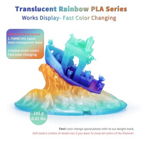 ZIRO Fast Color Change PLA, Transluent Filament 1.75mm, Crystal Prism - color: Cyrstal Prism