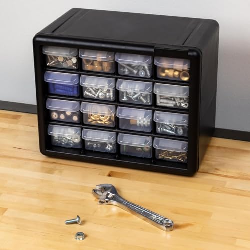Akro-Mils 10116, 16 Drawer Plastic Parts Storage Hardware and Craft Cabinet, 10-1/2-Inch W x 6-1/2-Inch D x 8-1/2-Inch H, Black - color: Black, size: 16 Drawer, style: 1 Pack