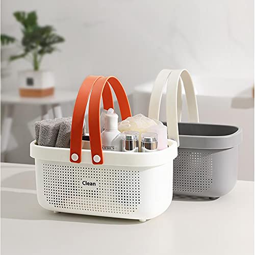 JiatuA Plastic Storage Basket with Handle Portable Shower Caddy Tote Organizer Basket Bin for Bathroom Kitchen Dorm Room Bedroom, White - color: White, size: Large