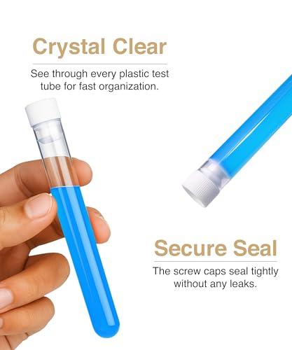 Berenti Clear Plastic Test Tubes with Screw Top Lids, 10 Pack, 10 ml - style: 10 ML (10 Pcs)