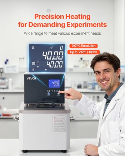 VEVOR Laboratory High-Temperature Circulating Oil Bath, Up to 100℃/212℉, 6 L Lab Constant Temperature Heating Tank, 0.05℃ High Precision, Internal and External Dual Circulation, for Laboratory - size: 100℃-6L