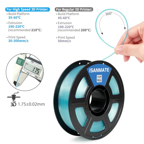 iSANMATE Rapid Clear PLA Filament Bundle 250GX8, 3D Printer Filament Transparent Filament, for Bambu Lab 3D Printers, AMS, AMSLite, Light Pink, Orange, Olive Green, Red, Teal, Purple, Yellow, Jade - color: Clear-250x8(light Pink,orange,olive Green,waterme