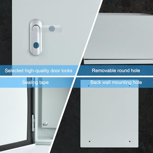 Steel Electrical Junction Box, Indoor&Outdoor Electrical Enclosure Box, Wall Mounted Waterproof&Dustproof Metal Box, Universal Electric Equipment Enclosure Box with Safety Locks and Mounting Plates - size: 24"×16"×8"