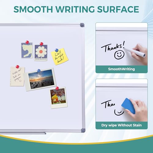60" x 40" Magnetic Dry Erase White Board for Teacher Students - size: 60"W x 40"H