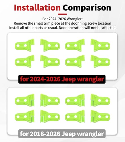 JWWY Complete Exterior Cover Trim Kit for 2018–2026 Jeep Wrangler JL JLU, Full Coverage Door Handle Hood Hinge Hood Latch Side Air Vent Rear Tailgate Window Hinge Covers, 43PCS Green - color: Green