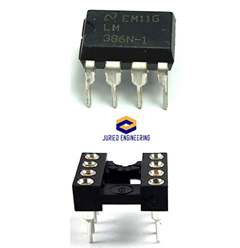 LM386N-1 IC Audio Power Amplifier & 8-Pin DIP Socket with Machined Contact Pins Breadboard-Friendly (Pack of 1)