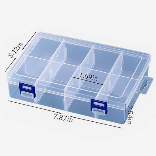 3pcs Clear Storage Small Parts Organizer Box Storage Bin With Dividers Multi Compartment for Beads Art DIY Tackle Box Organizer (8compartments) - color: 8compartments