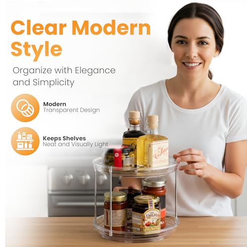Oizeir Clear Two Tier Lazy Susan Organizer - size: 1-Pack