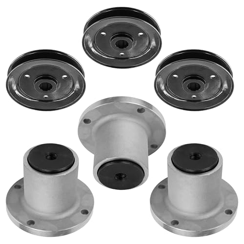 Caltric 54in Deck Spindle and Pulley Compatible with Hustler FasTrak SD / Z4 / Trimstar/FasTrak/Super Mini Z HT/Mini Z 783506 786889 Qty 3