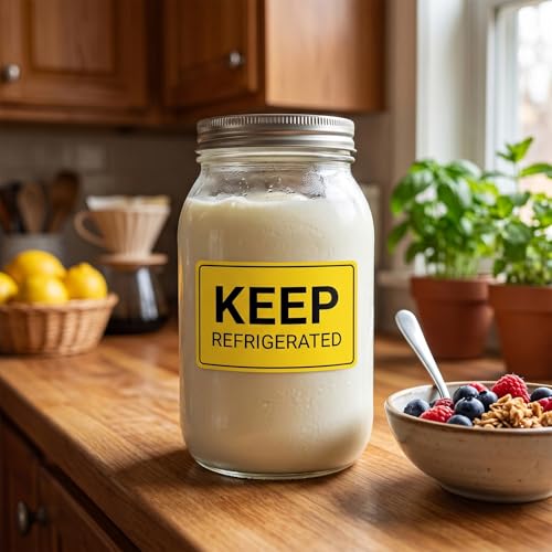 5 x 3 Inches Keep Refrigerated Stickers 500 PCS Yellow Vinyl Labels
