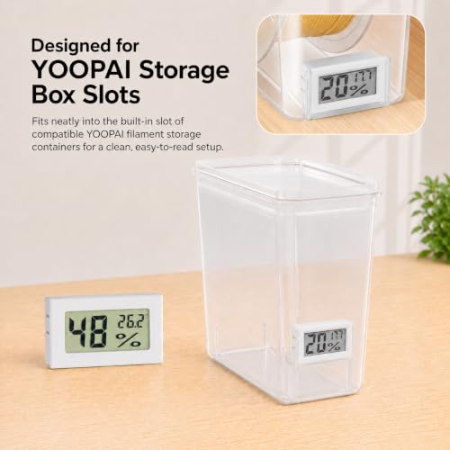 YOOPAI Mini Digital Hygrometer Thermometer 6 Pack, Humidity Monitor for 3D Printer Filament Storage Box, Filament Dry Box, Printer Enclosure and Storage Bin