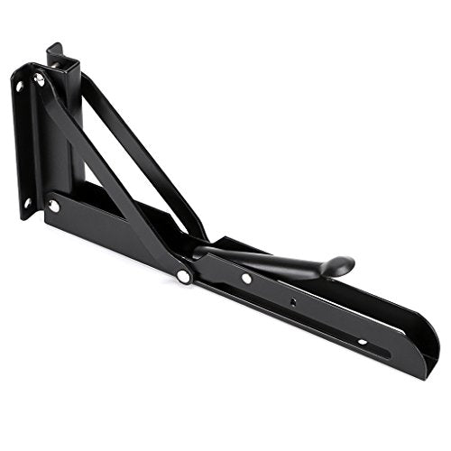 Sumnacon Sturdy Folding Shelf Brackets - Heavy Duty Metal Triangle Table Bench Folding Shelf Bracket 10 Inch, 2 Pcs Folding Shelf Hinge Wall Mounted, Max Load 132lb (Black) - color: Black, size: 10 Inch