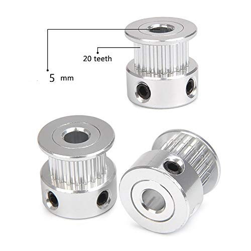 3Dman GT2 Pulley 20 Teeth 5mm bore for 6mm Width 20T Timing Belt Pulley Wheel Aluminum for 3D Printers - 10 PCS - color: 20 Teeth 5mm bore