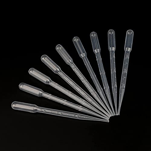 G2PLUS 200PCS 3ml Disposable Plastic Transfer Pipettes, Calibrated Pipettes Dropper for Liquid, Science Laboratory, Essential Oils, Experiment, Make up Tool - size: 3ML