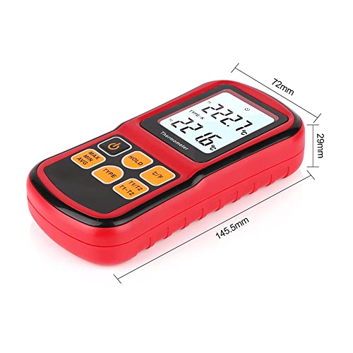 Digital Thermometer Pyrometer -400°F ~ 3200°F (-250°C ~ 1700°C), Professional Thermocouple Lab Thermometer with Dual Channel Thermometer Probe, K-Type Handheld High Temperature Thermometer Red - color: Red