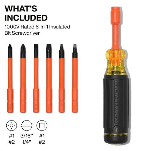 Klein Tools 32306INS 6-in-1 Insulated Multi-Bit Screwdriver - size: 6-in-1