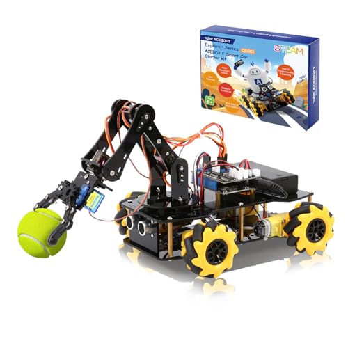 Robotics for Kids Ages 8-12, ACEBOTT 5DOF Smart Robot Arm Car Kit and Smart Robot Tank Car Kit, STEM Toys for Boys Age 8-12, ESP32 Arduino/Python Coding, App & Remote Control, STEM Gift for Adults