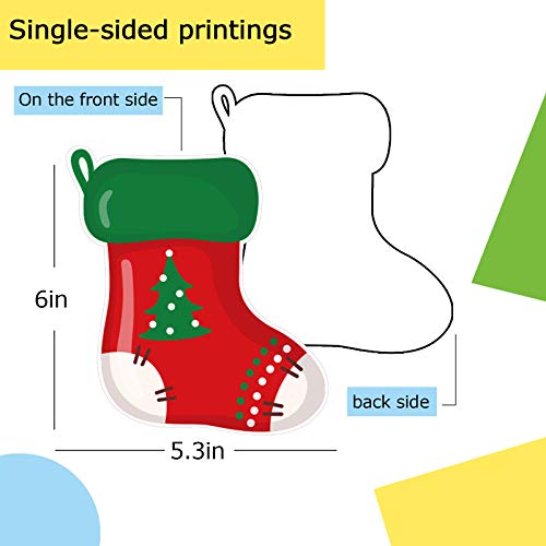 Whaline Christmas Mini Colorful Cut-Outs 45Pcs Assorted Xmas Stocking Cut-Outs 9 Designs Name Tag Reward Cards Holiday Classroom Decoration for Bulletin Border Office Party Favor Supplies