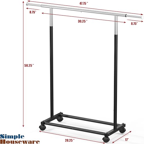 Simple Houseware Standard Rod Garment Clothing Rack, Black - color: Black