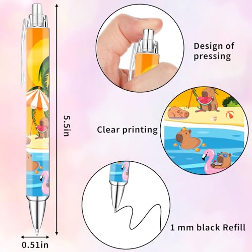 Idealmuzik 8 Pack Capybara Pens – Cute Animal Pens with Unique Capybara Designs, Smooth Writing Ink Pens for School, Office, Journaling - color: Capybara