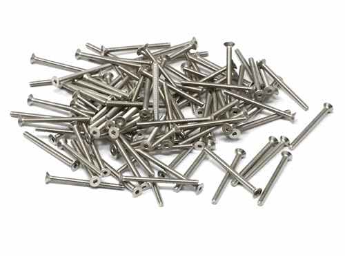 iexcell 100 Pcs M2 x 25mm Thread Pitch 0.4 mm Stainless Steel 304 Hex Socket Flat Head Cap Screws Bolts Kit - size: M2 x 25mm