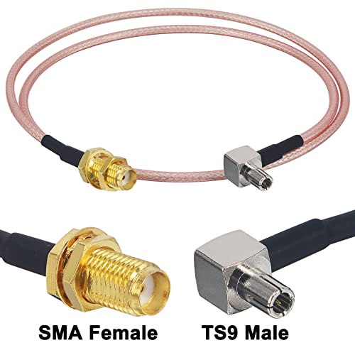 SMA Female to TS9 Male 90 Degree RG316 Cable 19.68in - size: SMA Female to TS9 Male 90 Degree Cable