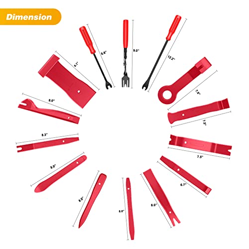 GOOACC Car Push Retainer Clips & Auto Fasteners Assortment Popular Sizes Nylon Bumper Fender Rivets, 42Pcs Remover + 60Pcs Clips - color: 102Pcs Red