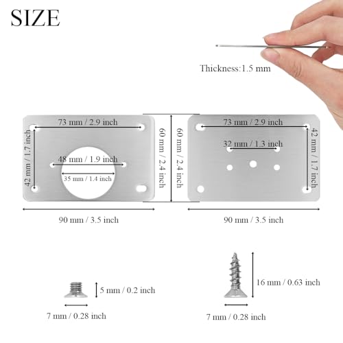 2 Pack Cabinet Door Hinge Repair Plates Cabinet Hinge Repair Replacement Brackets Board Hinges Repairs Fixing Plates with Screw Thicken Durable Stainless Steel for Kitchen Cupboard Locker Furniture - size: 3.54x2.36 inch-2P