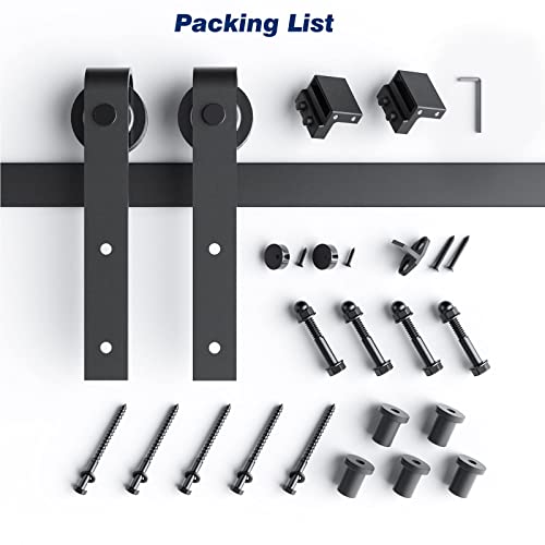 EaseLife 6 FT Heavy Duty Sliding Barn Door Hardware Track Kit,Basic J Pulley,Slide Smoothly Quietly,Easy Install (6FT Track Kit for 30"~36" Wide Single Door) - size: 6 Feet