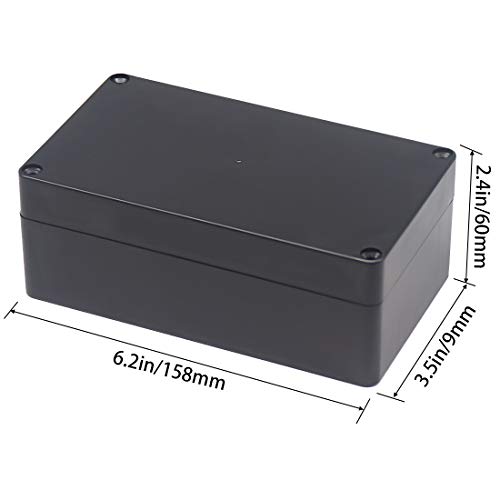 Junction Box, Zulkit Project Box IP65 Waterproof Outdoor Box ABS Plastic Electrical Boxes Electronic Enclosure Black 6.22 x 3.54 x 2.36 inch (158 x 90 x 60 mm)(Pack of 2) - size: 6.22'' x 3.54'' x 2.36''(Pack of 2)