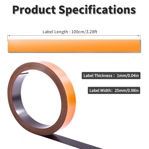 25mm x 1000mm Dry Erase Magnetic Strip, Orange - size: 1m Orange