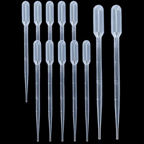 100Pcs Clear Graduated Trasfer Pipettes 0.5ML Capacity Liquid Dropper Plastic Transparent Eye Droppers Perfume Dispenser for Essential Oil Transfer Science Crafts - size: 0.5ml