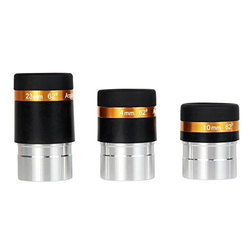 SVBONY Telescope Eyepiece Set, 4mm 10mm 23mm Telescope Lenses 62°Wide Angle - size: 4mm, 10mm, 23mm