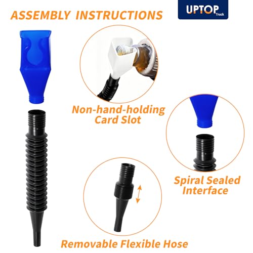10 Pcs Automotive Funnel Set Wide Mouth Fuel Funnels with Long Neck, Flexible Spout & Removable Filter – for Gasoline, Coolant, Water, Engine Oil Plastic Oil Funnel Set