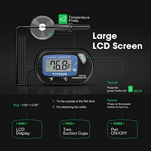 VIVOSUN 4-Pack LCD Digital Aquarium Thermometer - size: 4 packs